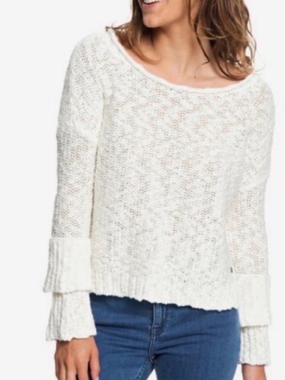 ROXY Ruffle Party Sleeve Knit Sweater-Size XS NWT